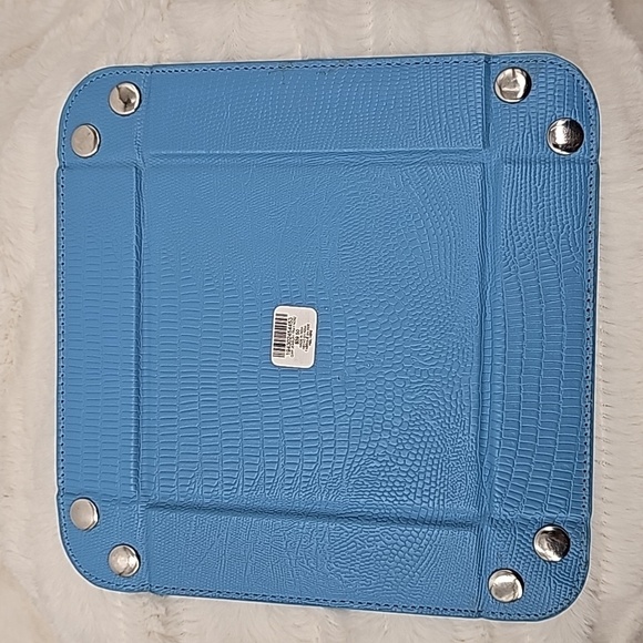Faux Leather Jewelry Tray Powder Blue Reptile Textured Organizer - Picture 5 of 12